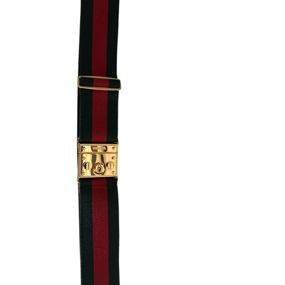 Gucci Red and Green Belt with Gold Buckle - Picture 6 of 9